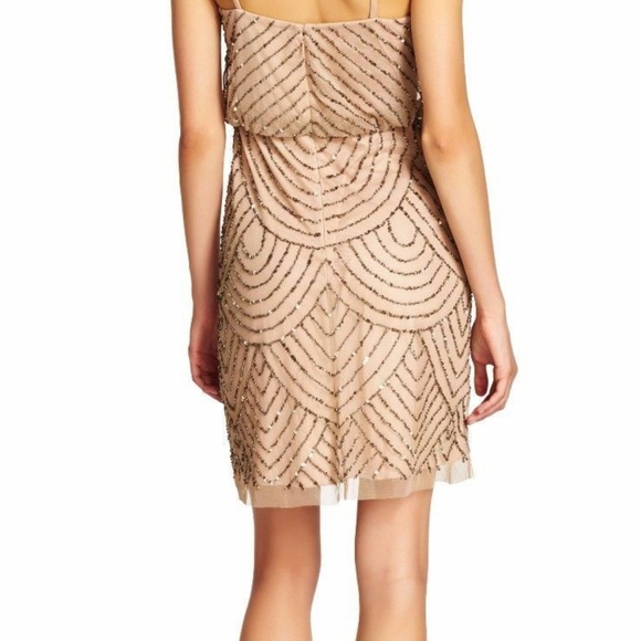 Adrianna Papell Sequin Mesh Blouson Dress Size 14 - Picture 3 of 6